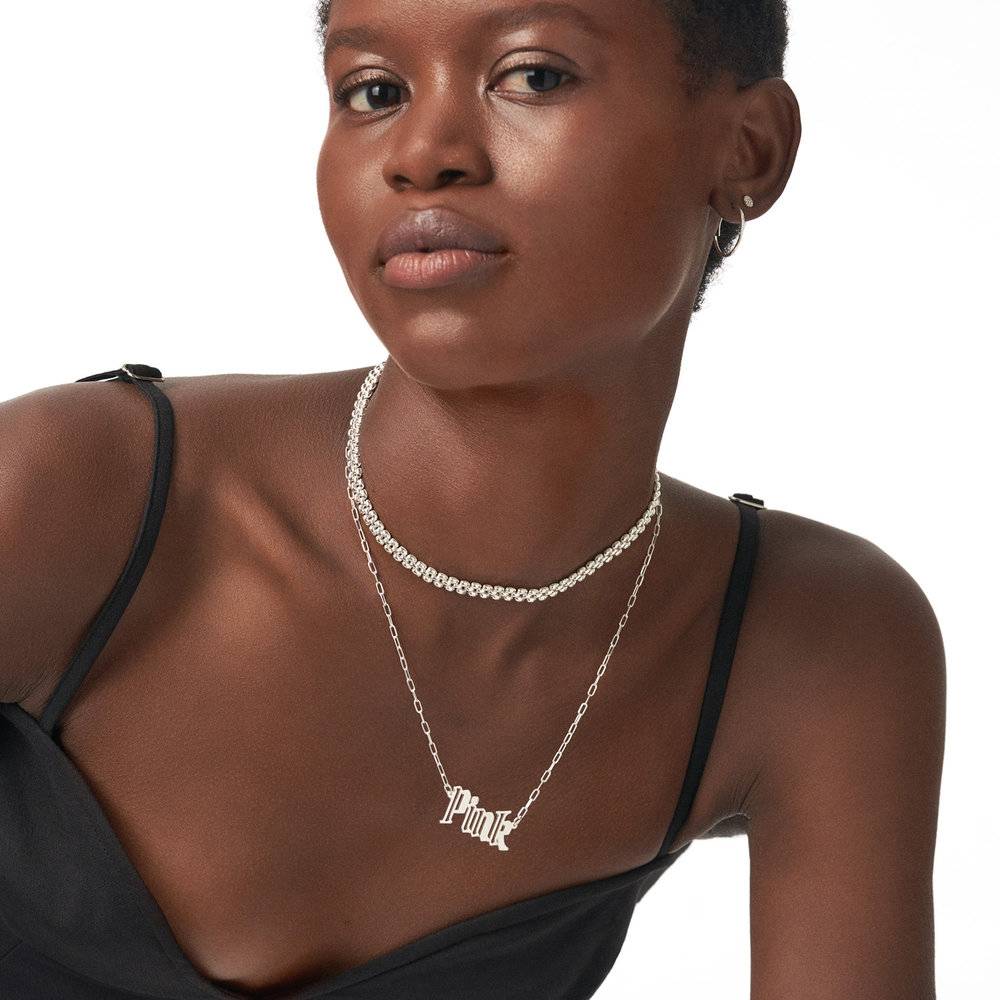 I Dare You Name Necklace - Silver-3 product photo