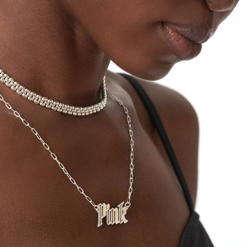 I Dare You Name Necklace - Silver-4 product photo