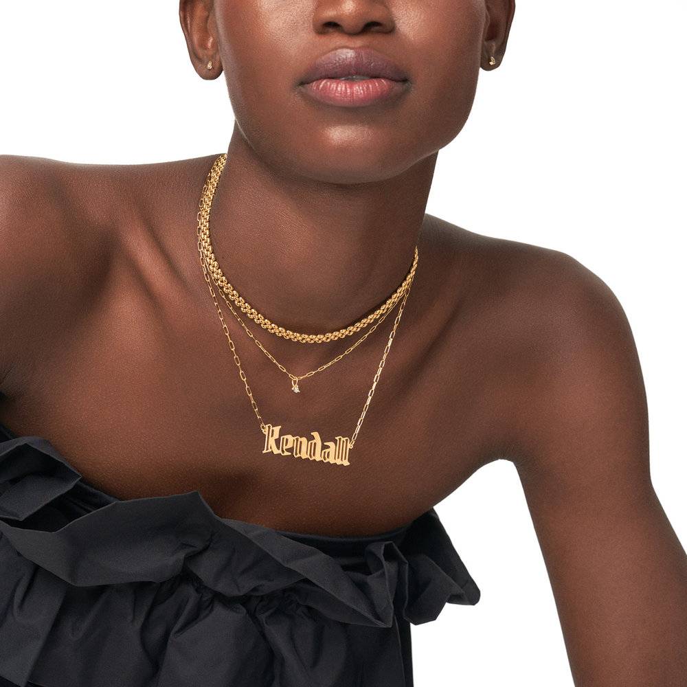 I Dare You Name Necklace - Gold Vermeil-1 product photo