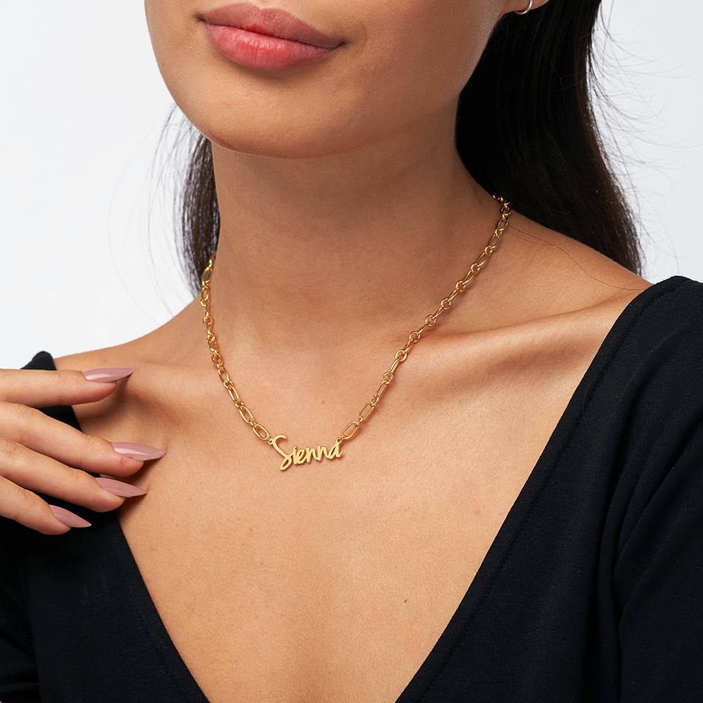 Flow Loop Chain Name Necklace in 18k Gold Plating-3 product photo