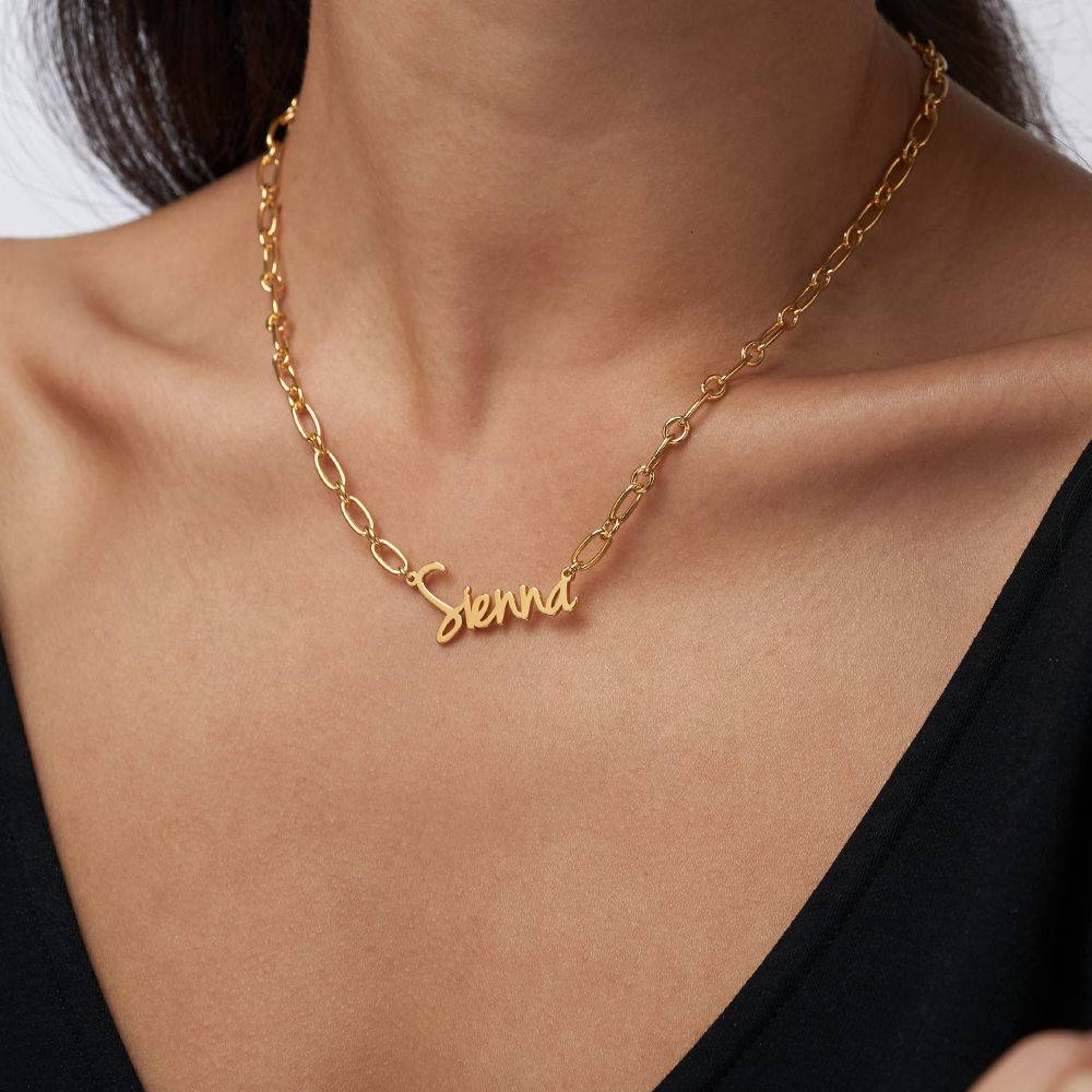 Flow Loop Chain Name Necklace in 18k Vermeil-3 product photo