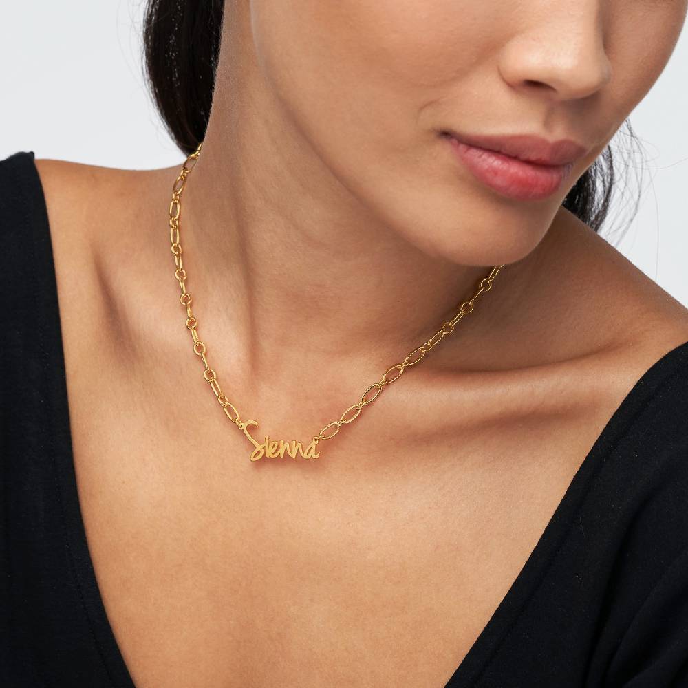 Flow Loop Chain Name Necklace in 18k Vermeil-4 product photo