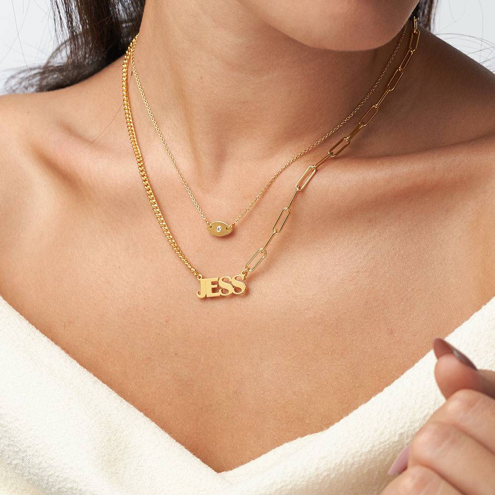 Half and Half Bold Name Necklace in 18k Gold Plating-2 product photo