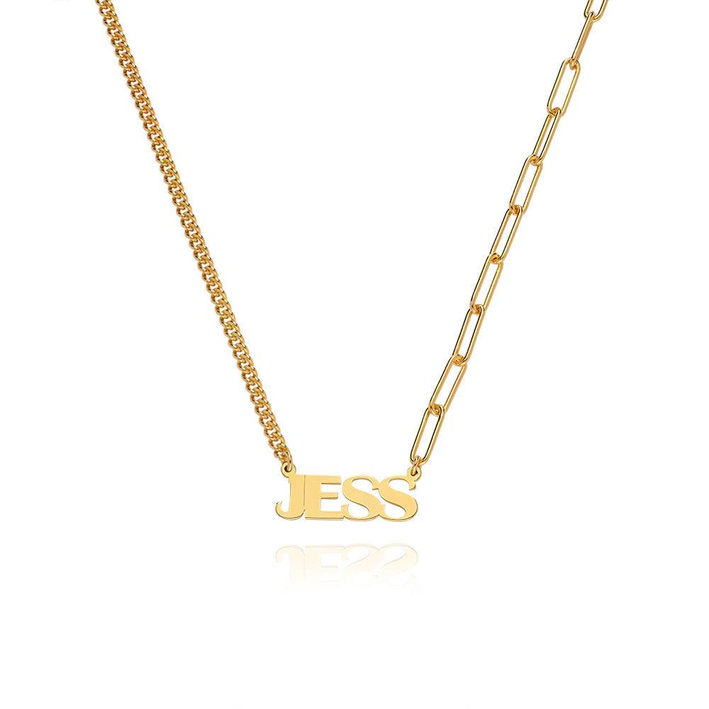 Half and Half Bold Name Necklace in 18k Gold Vermeil-3 product photo