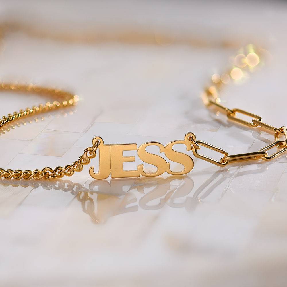 Half and Half Bold Name Necklace in 18k Gold Vermeil-4 product photo