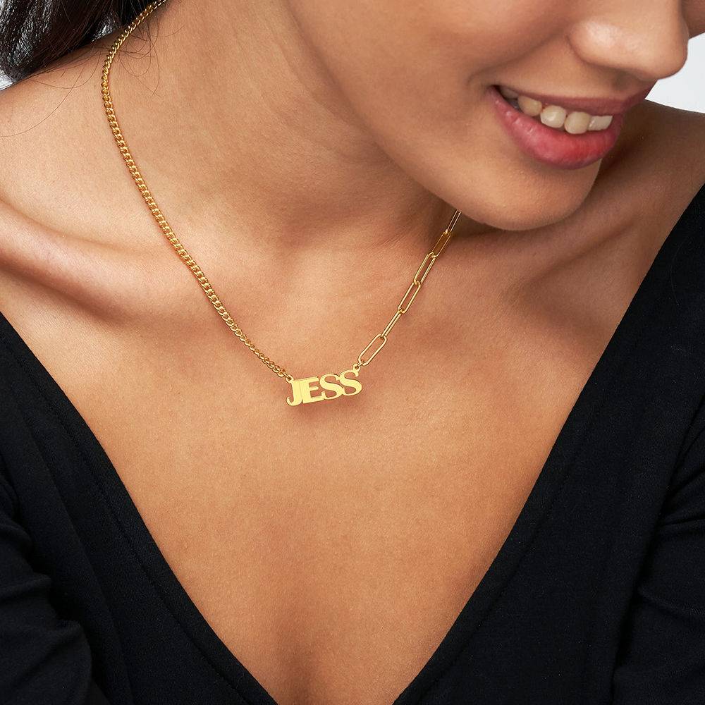 Half and Half Bold Name Necklace in 18k Gold Vermeil-1 product photo