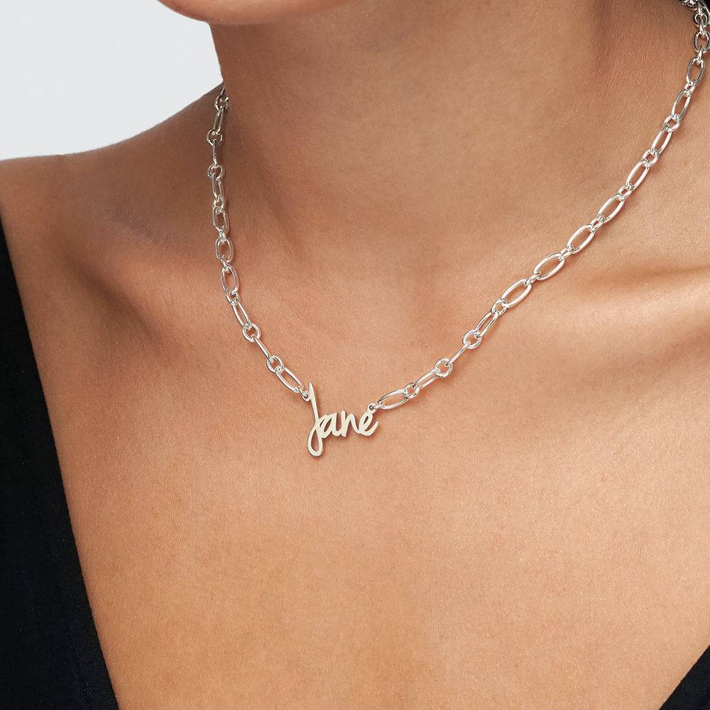 Loop Chain Name Necklace in Silver-3 product photo