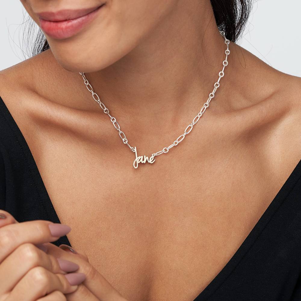 Loop Chain Name Necklace in Silver-4 product photo
