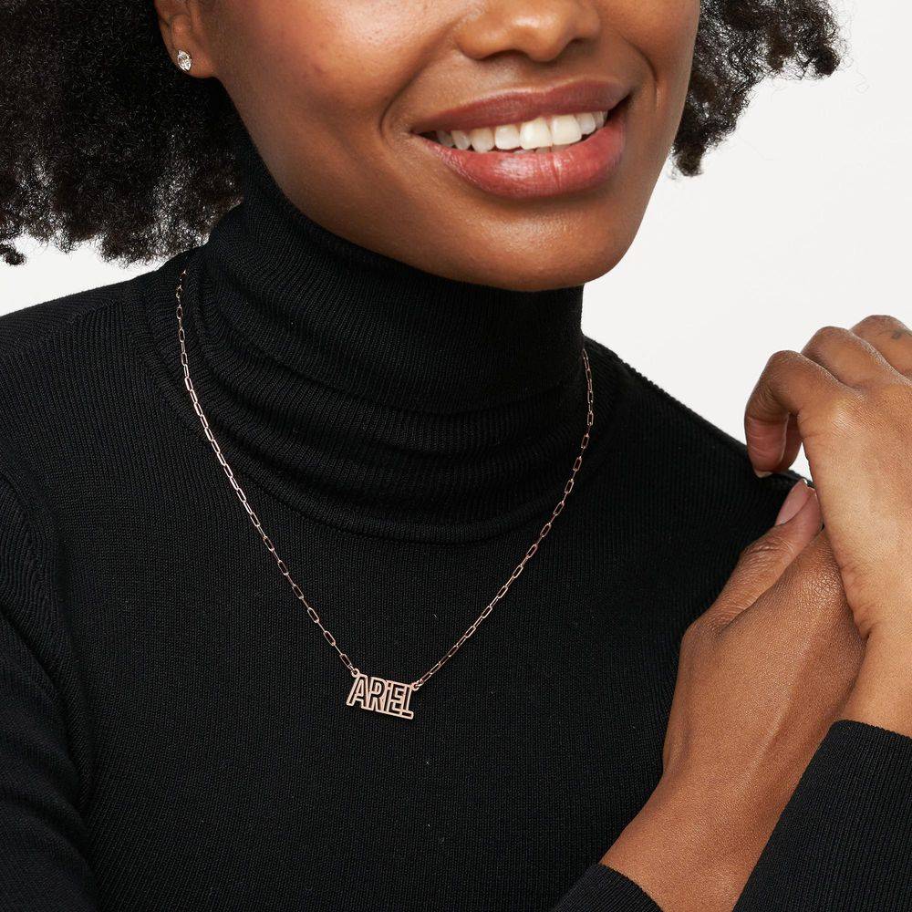 Labyrinth Name Necklace in 18K Rose Gold Plating-5 product photo