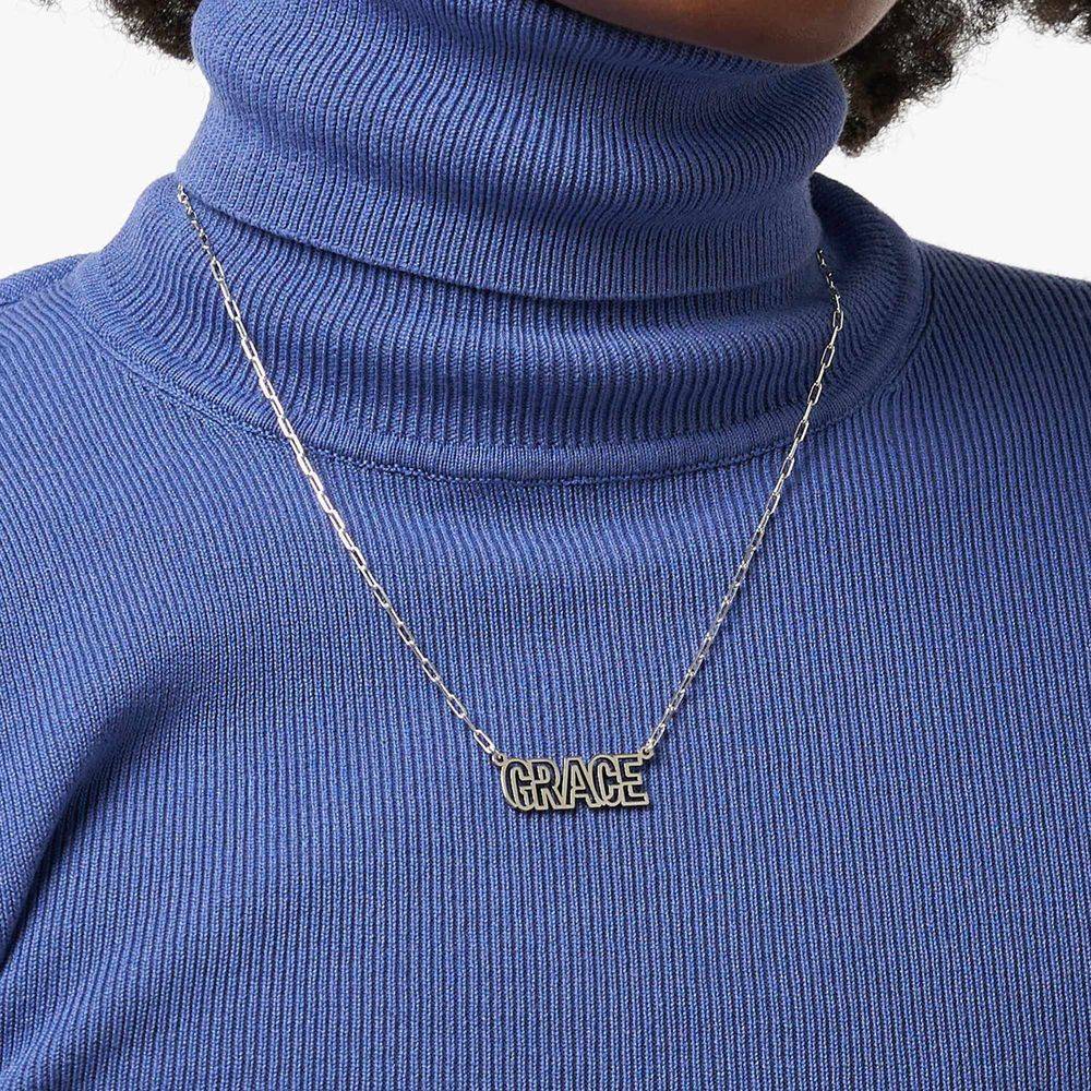 Labyrinth Name Necklace in Sterling Silver-4 product photo