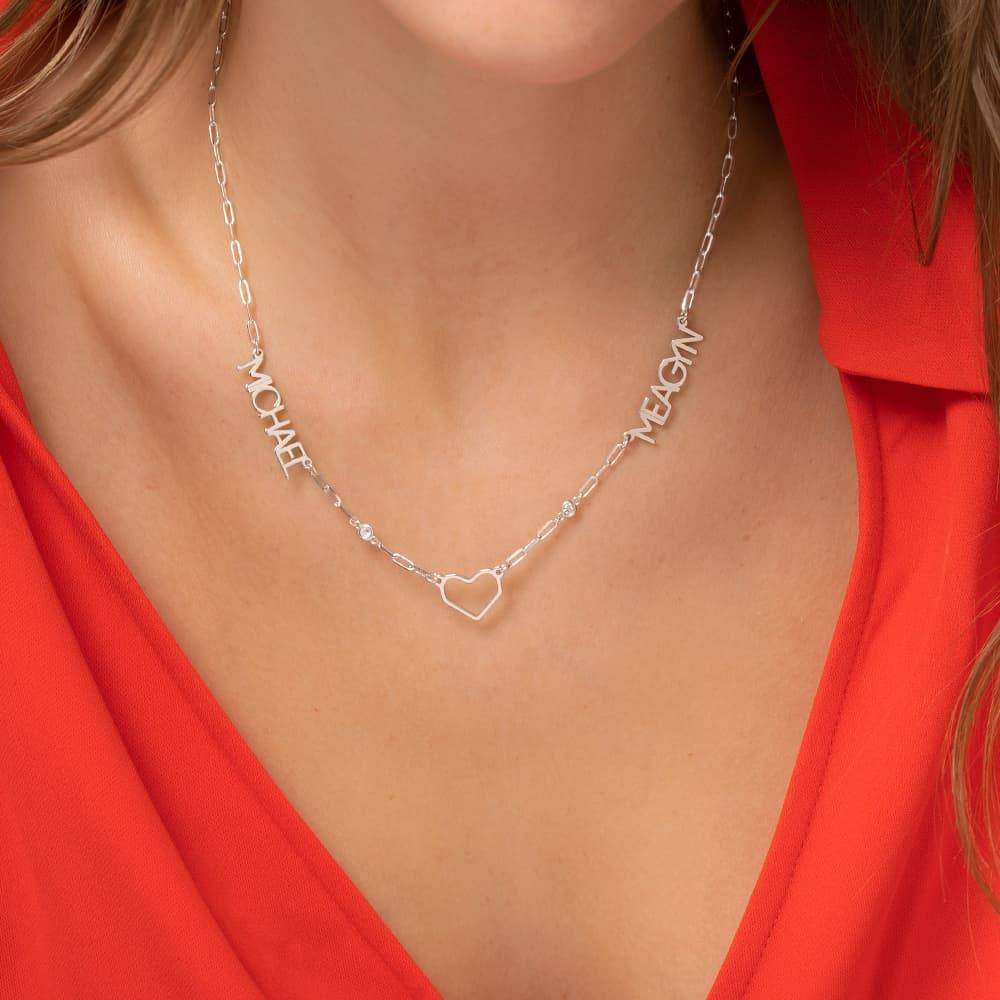 Heartstopper Name Necklace With Diamonds in Sterling Silver-4 product photo
