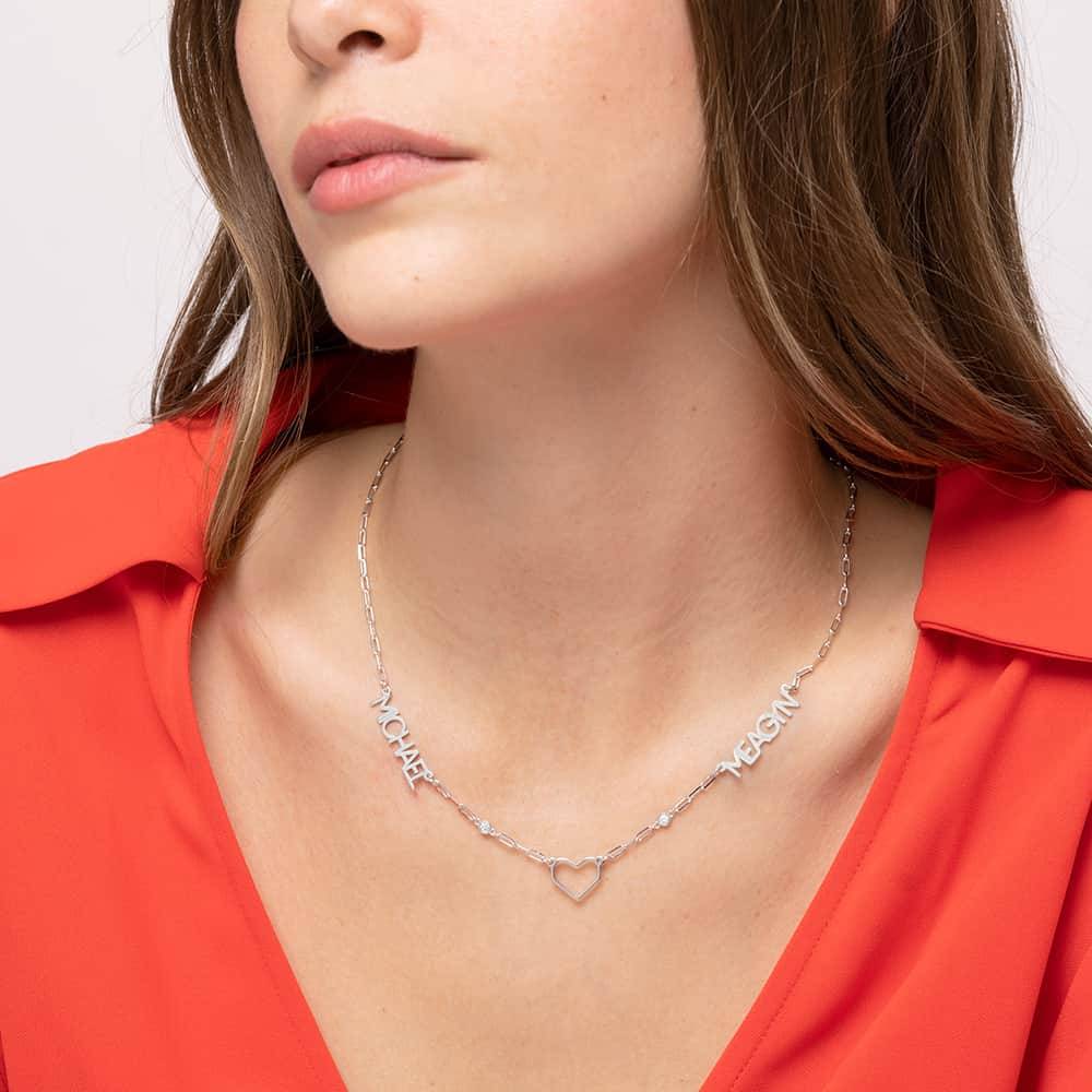 Heartstopper Name Necklace With Diamonds in Sterling Silver-3 product photo
