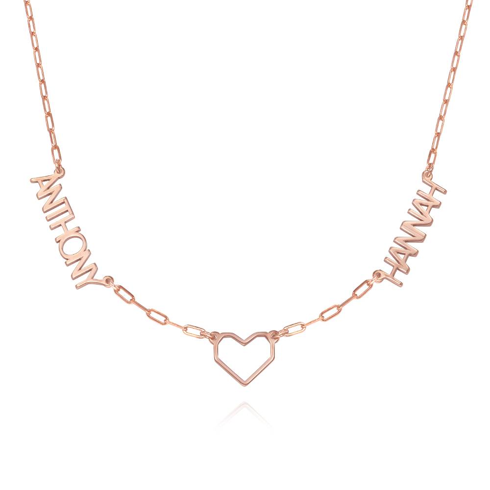Modern Lovers Heart Name Necklace in 18K Rose Gold Plating-4 product photo