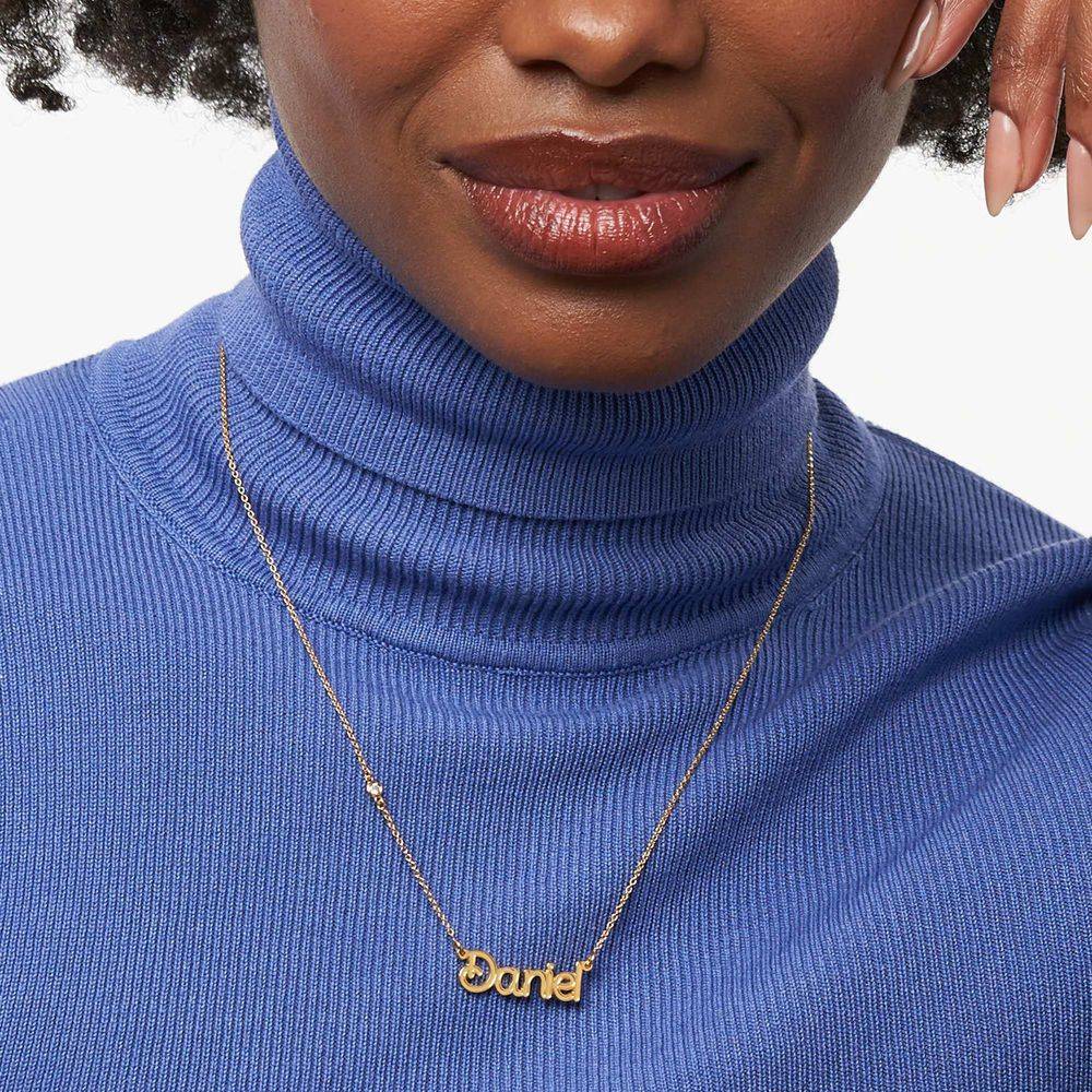 Rollercoaster Name Necklace with Diamond in 18K Gold Plating-2 product photo