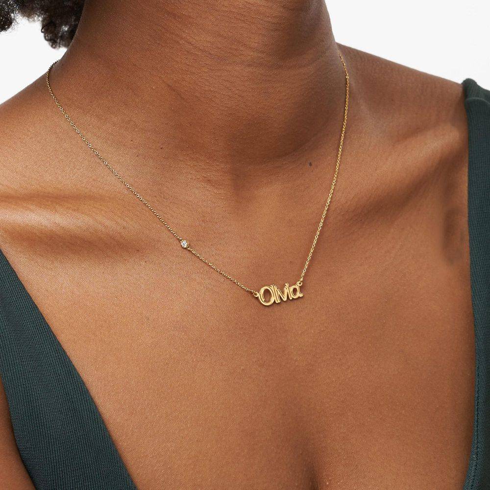Rollercoaster Name Necklace with Diamond in 18K Gold Vermeil-2 product photo