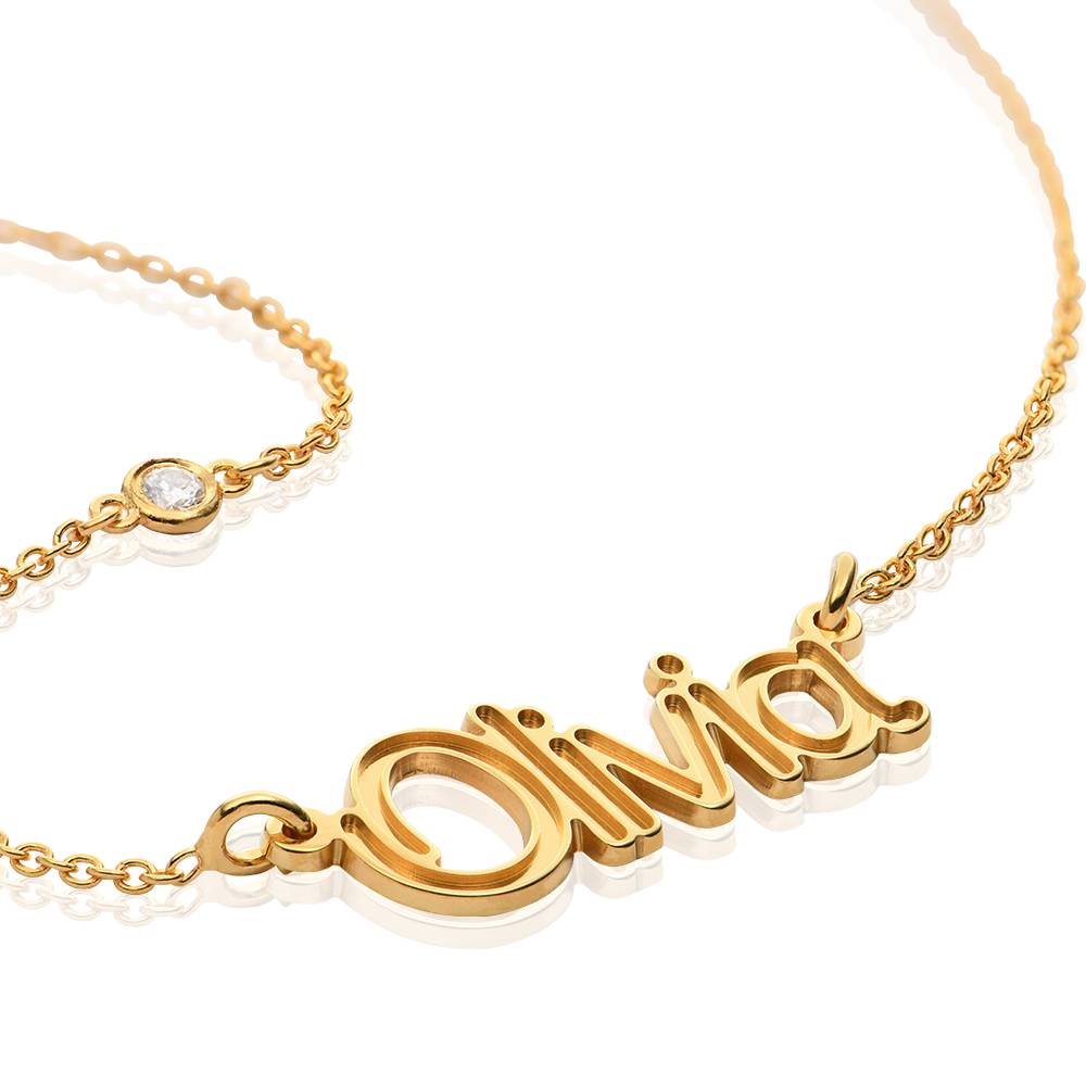 Rollercoaster Name Necklace with Diamond in 18K Gold Vermeil-3 product photo
