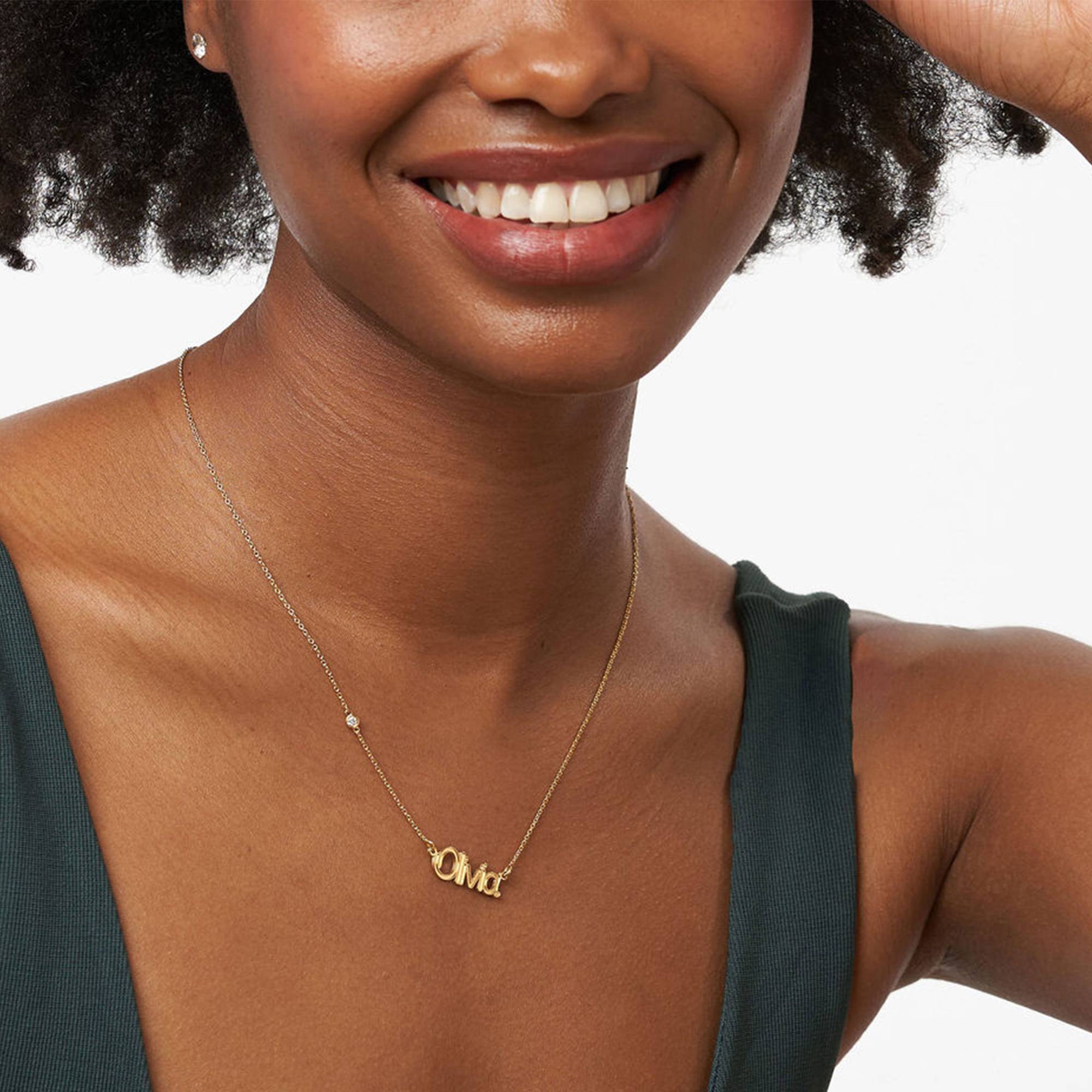 Rollercoaster Name Necklace with Diamond in 18K Gold Vermeil-4 product photo