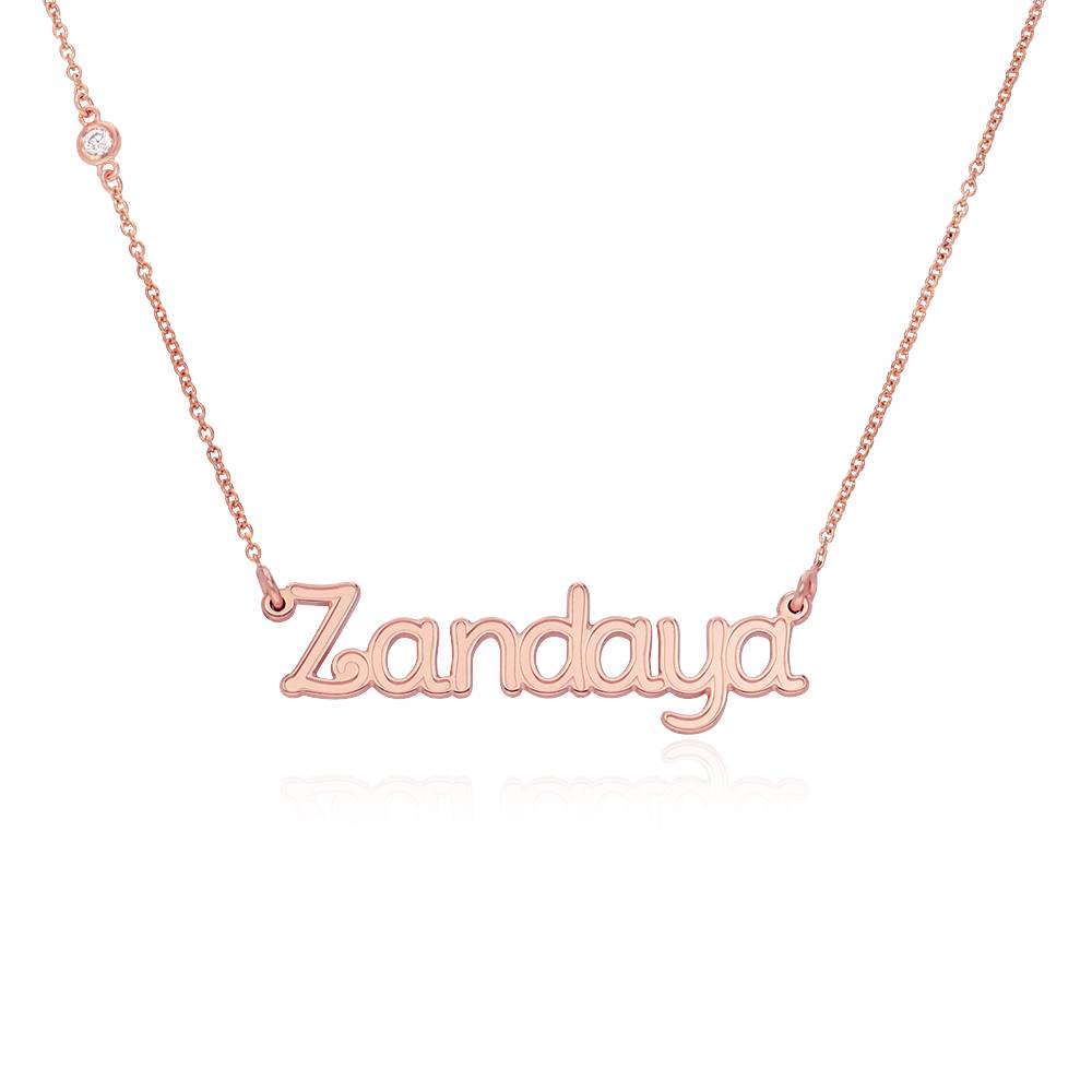Rollercoaster Name Necklace with Diamond in 18K Rose Gold Plating-3 product photo