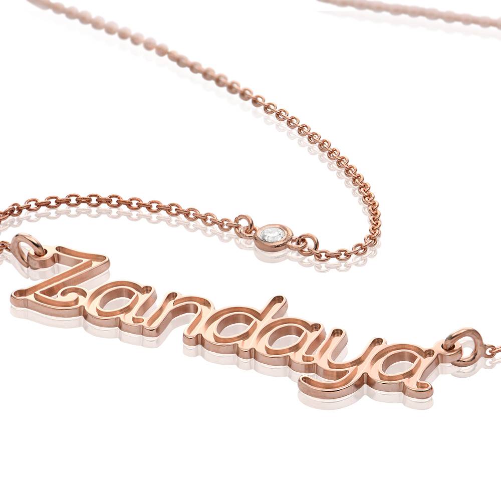 Rollercoaster Name Necklace with Diamond in 18K Rose Gold Plating-1 product photo