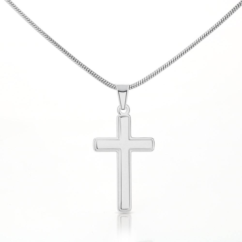 Stainless Steel Engraved Cross Necklace with Snake Chain-4 product photo