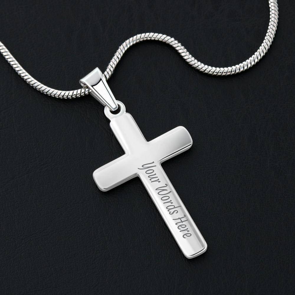 Stainless Steel Engraved Cross Necklace with Snake Chain-2 product photo