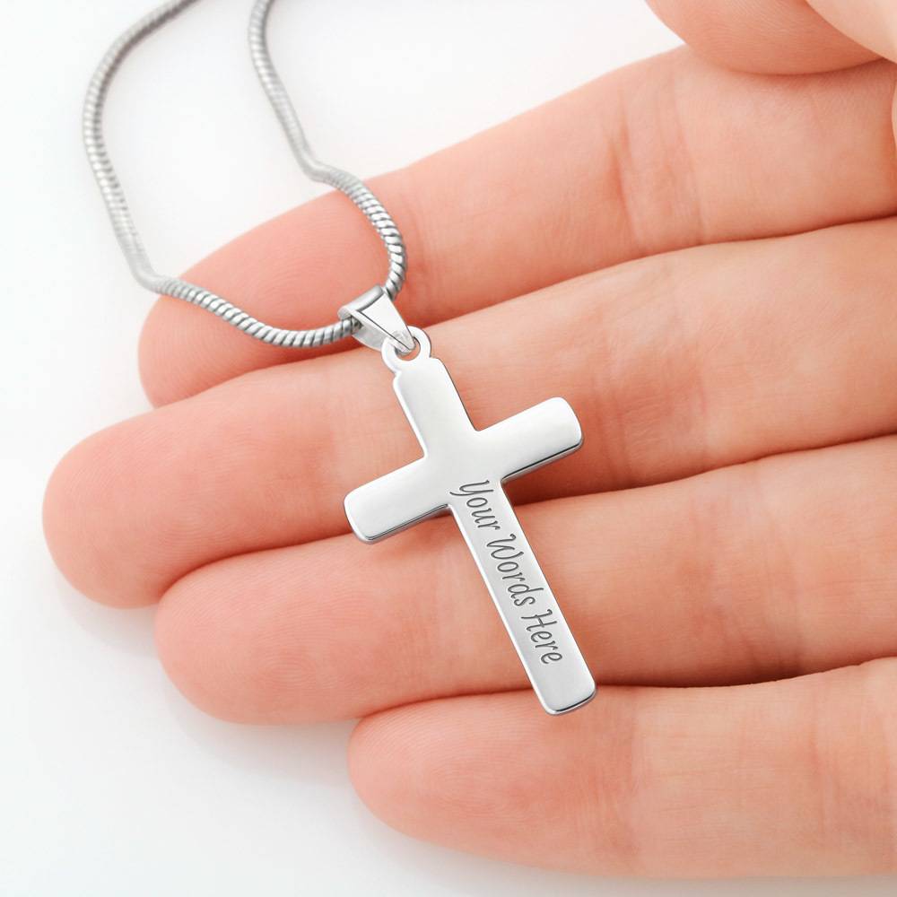 Stainless Steel Engraved Cross Necklace with Snake Chain-3 product photo