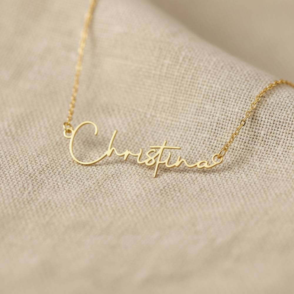 Signature Name Necklace in 18K over Stainless Steel-2 Signature Name Necklace in 18K over Stainless Steel-2 product photo