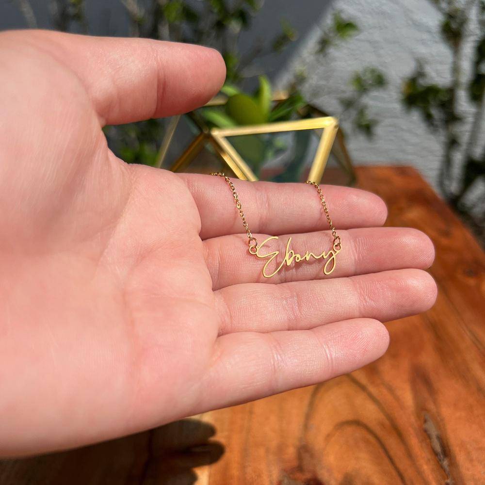 Signature Name Necklace in 18K over Stainless Steel-3 product photo