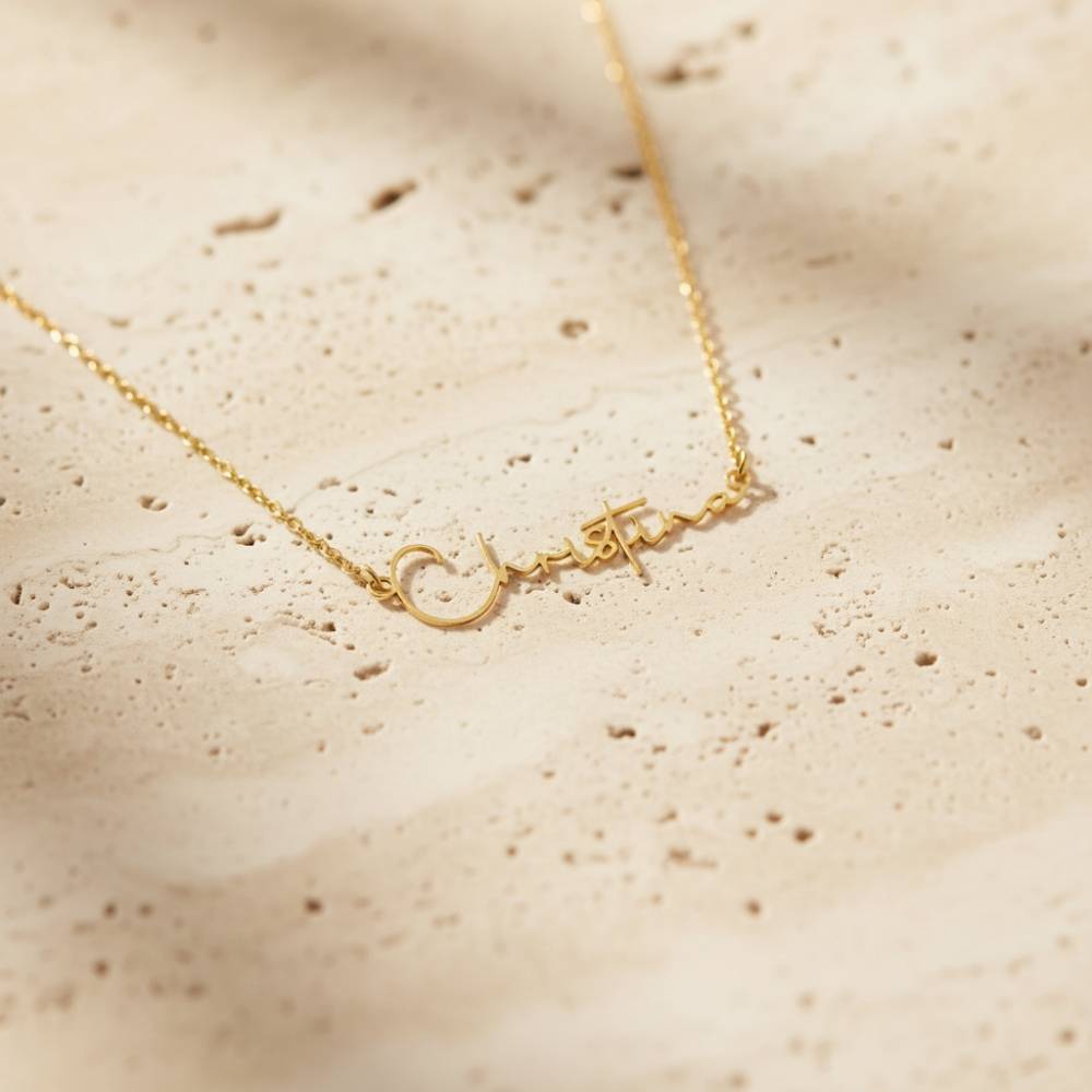 Signature Name Necklace in 18K over Stainless Steel-5 Signature Name Necklace in 18K over Stainless Steel-5 product photo