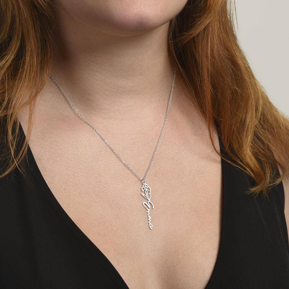 Stainless Steel Custom Flower Name Necklace with Cable Chain-4 product photo