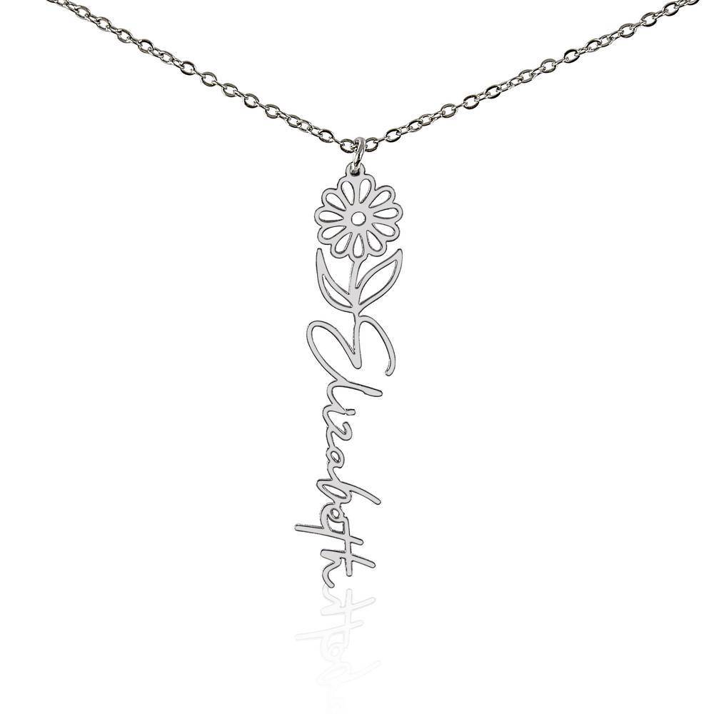Stainless Steel Custom Flower Name Necklace with Cable Chain-5 product photo