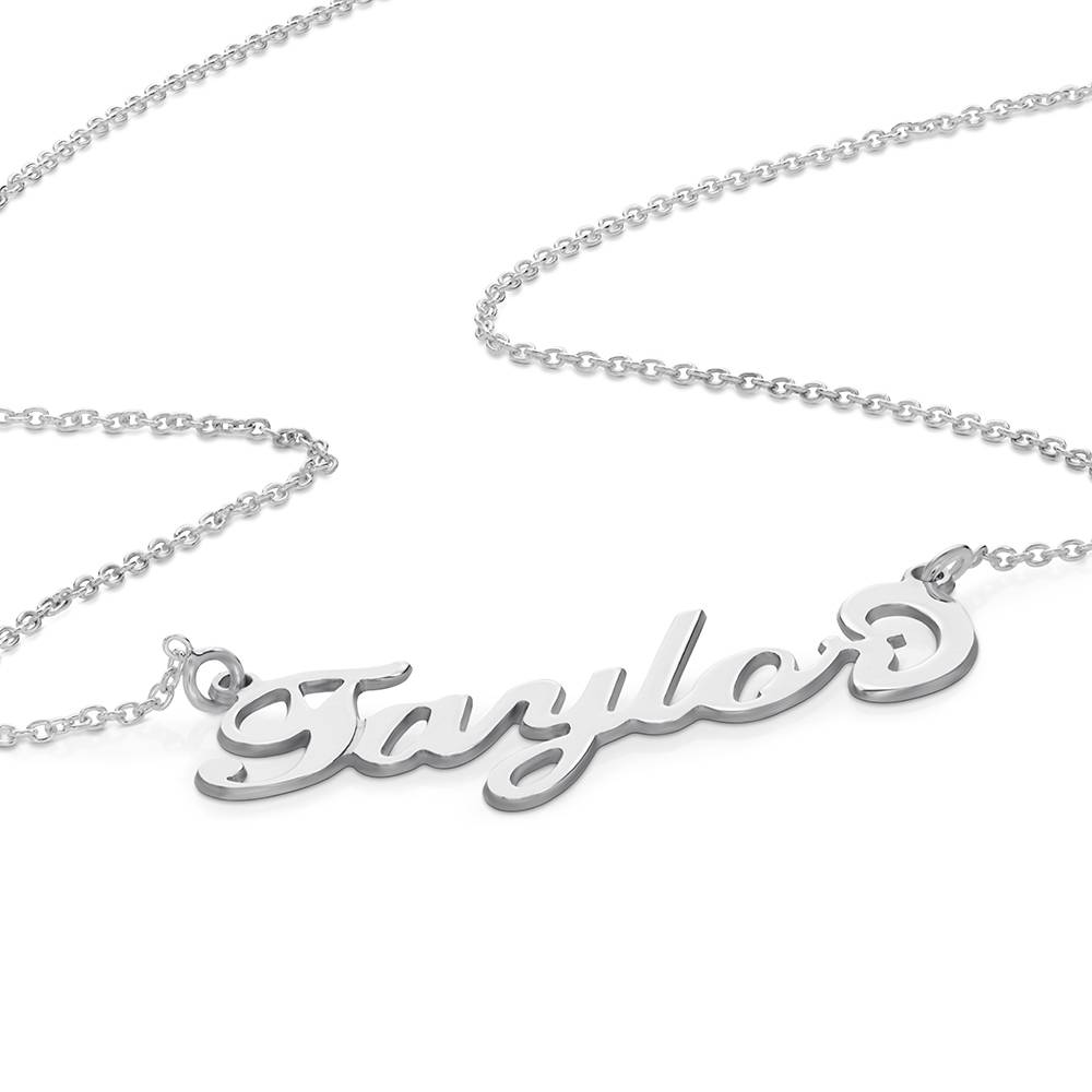 Carrie Style Cursive Name Necklace - 14K White Gold-1 product photo