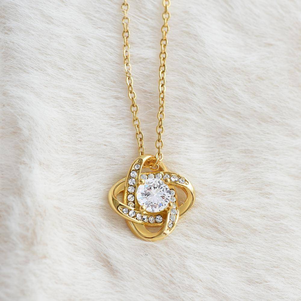Stainless Steel Love Knot Necklace in Gold Plating-2 product photo