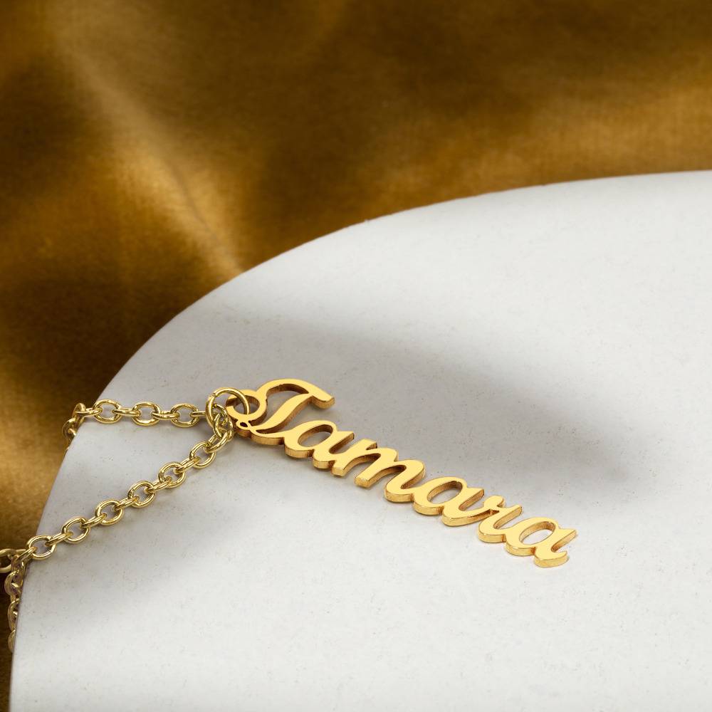 Stainless Steel Vertical Name Necklace in Gold Plating-1 product photo