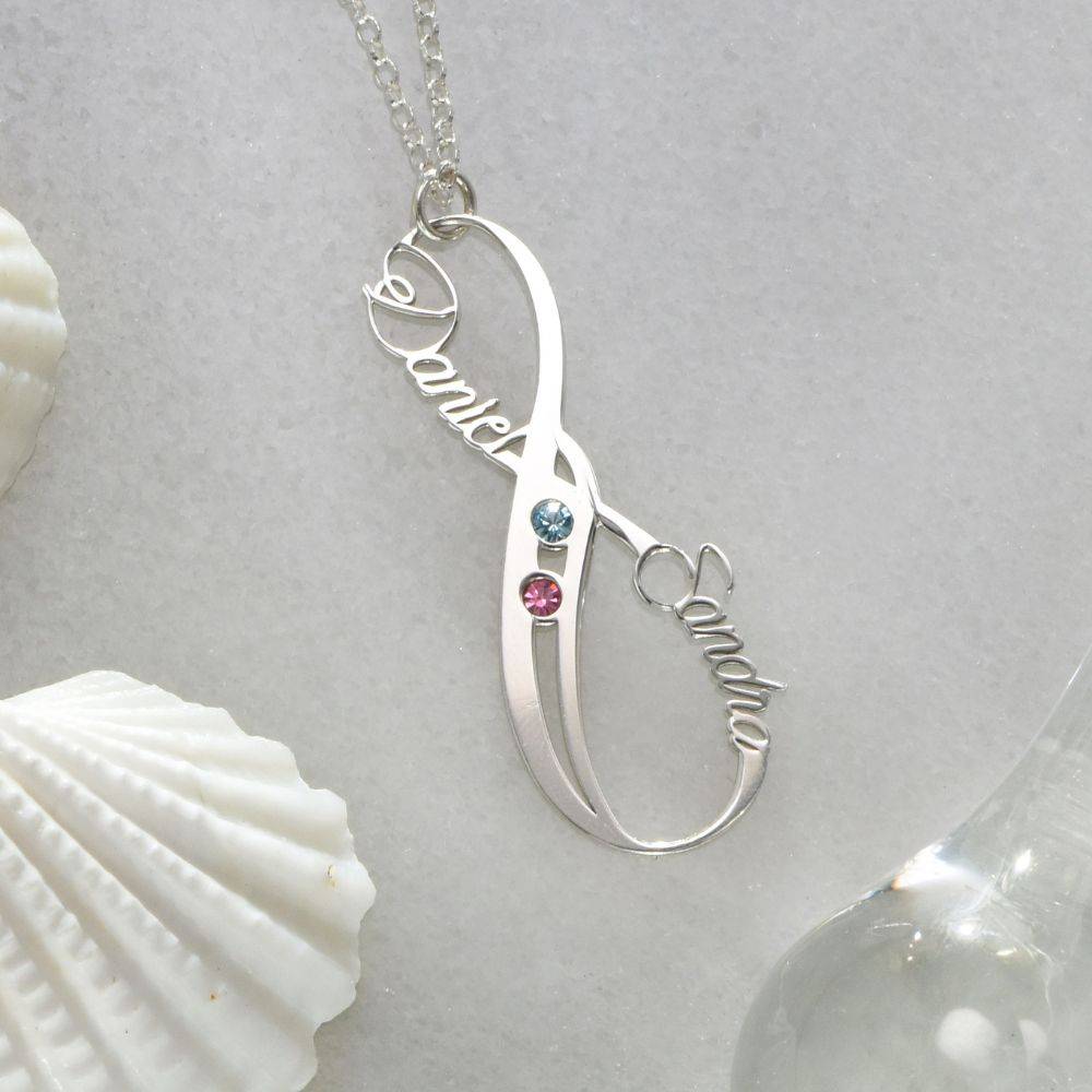 Divine Birthstone Infinity Name Necklace in Sterling Silver-1 product photo