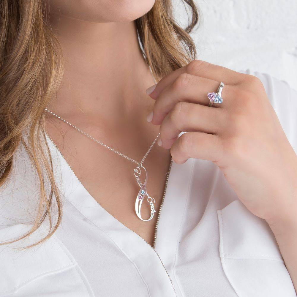 Divine Birthstone Infinity Name Necklace in Sterling Silver-4 product photo