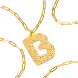 XL Luv Paperclip Initial Necklace in 18K Gold Plating - MyNameNecklace