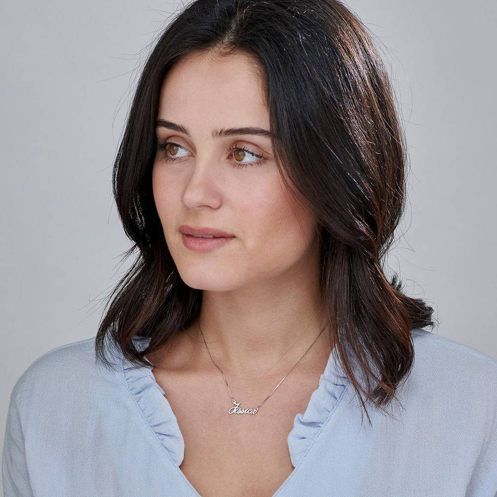 Dainty Name Necklace in 14K White Gold-4 product photo