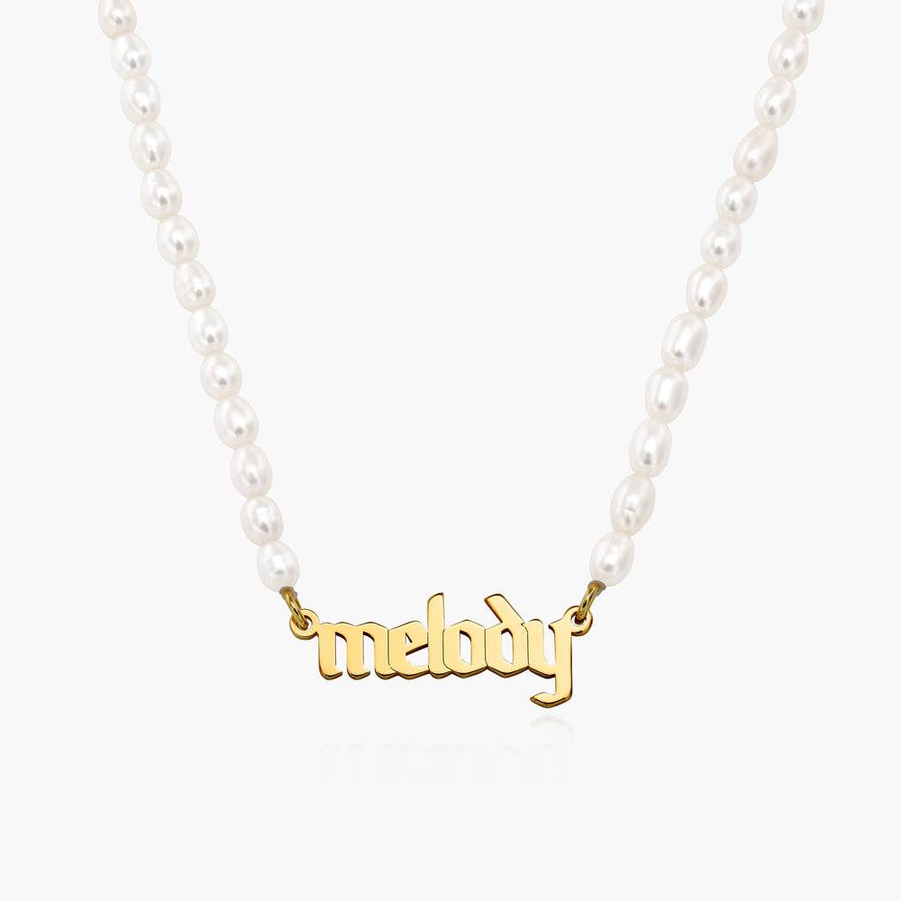 Custom Pearl Name Necklace - Vermeil Gold Plated-3 product photo