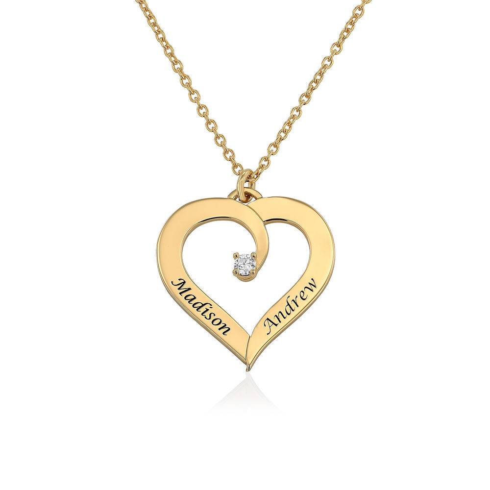 Sparkling Diamond Heart Necklace - 18K Gold-Plated-2 product photo