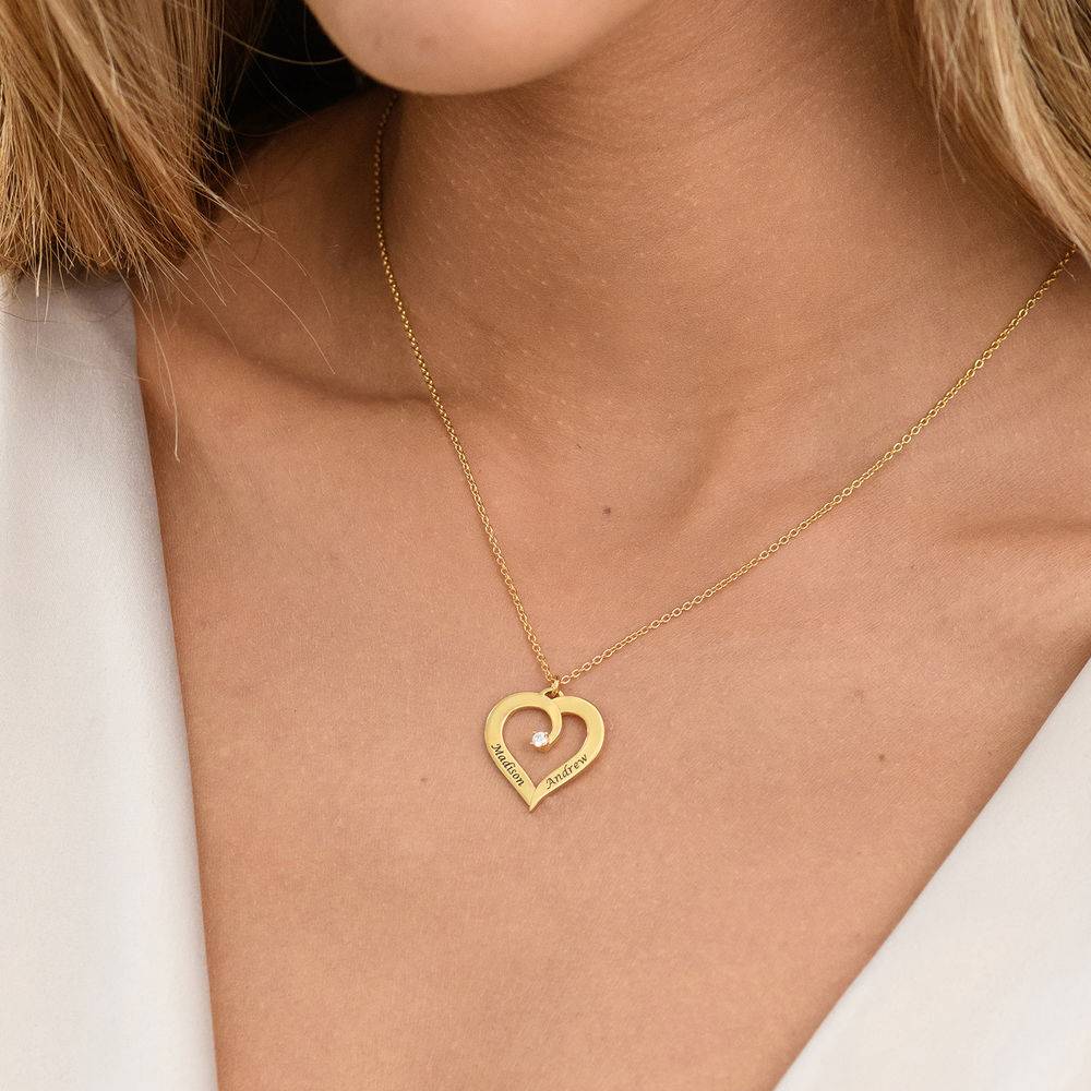 Sparkling Diamond Heart Necklace - 18K Gold-Plated-3 product photo