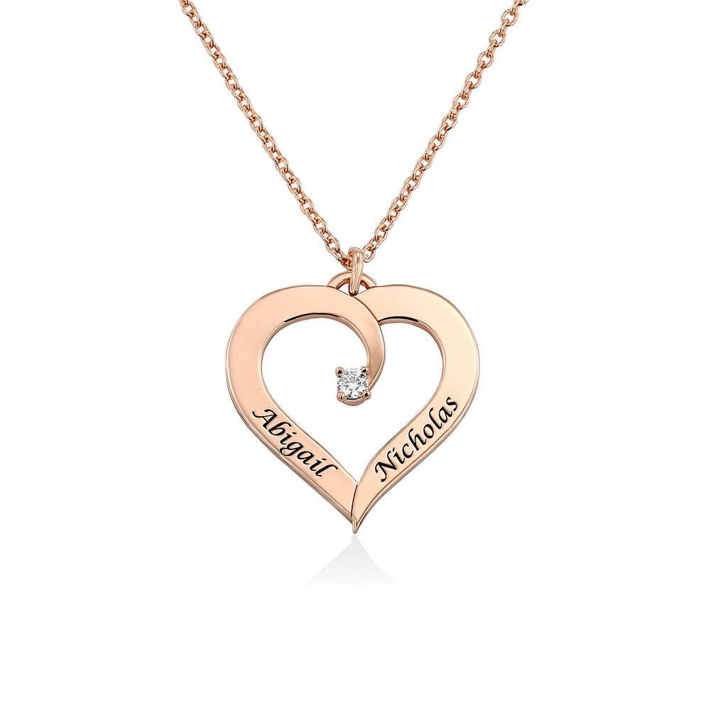 Sparkling Diamond Heart Necklace - 18K Rose Gold-Plated-5 product photo