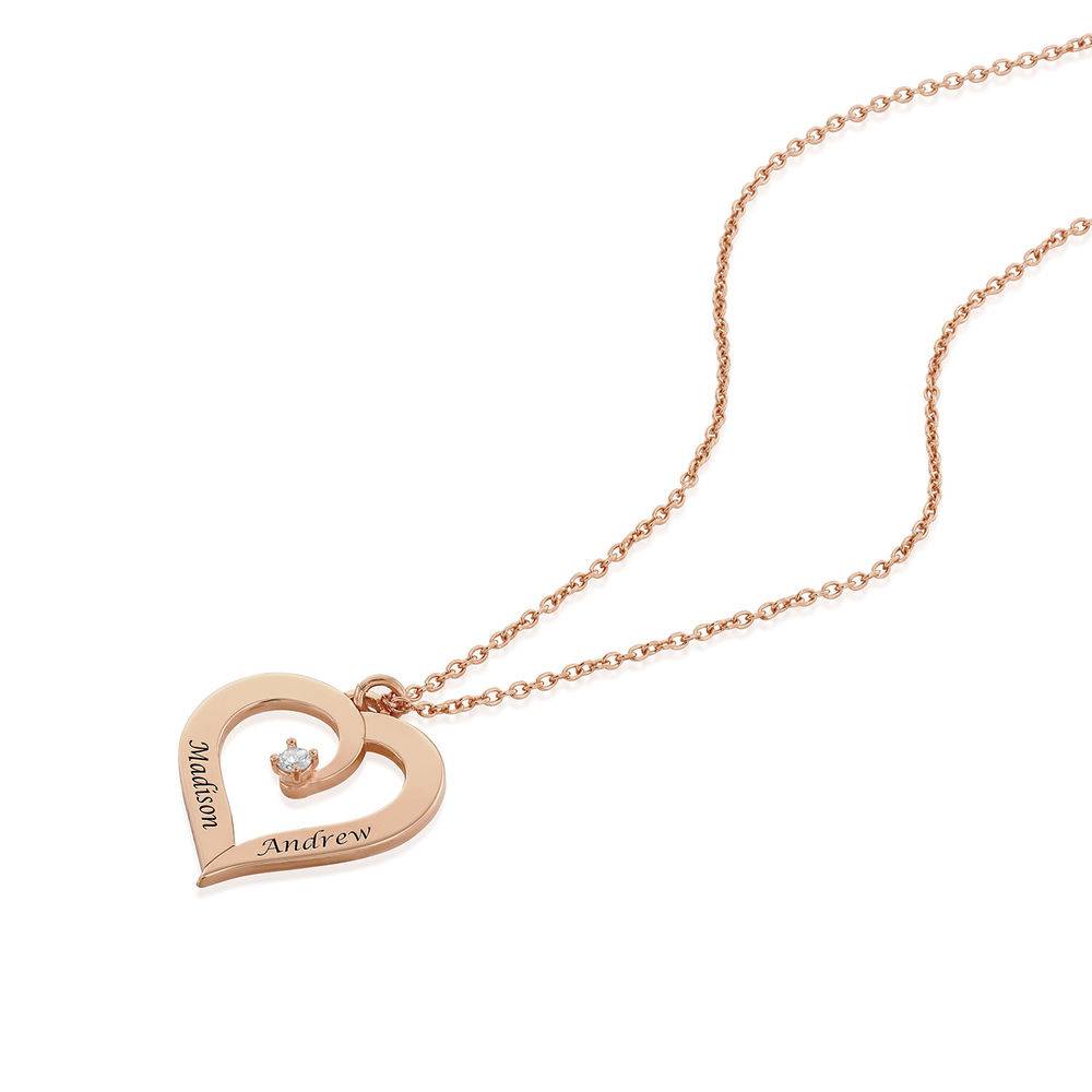 Sparkling Diamond Heart Necklace - 18K Rose Gold-Plated-1 product photo